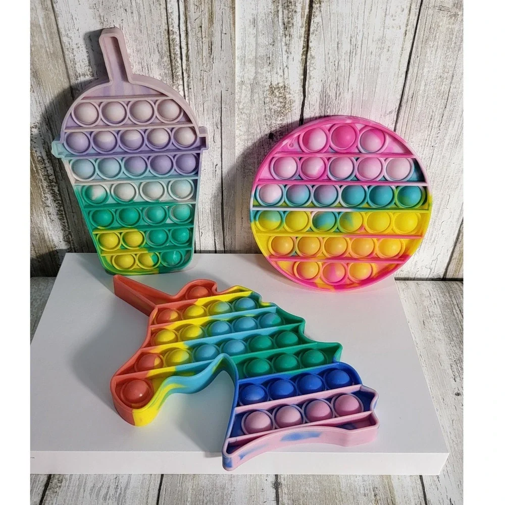 Pop It Fidget Toys Lot Butterfly Heart Lolipo/ Unicorn,a circle shape,drink cup - Picture 6 of 8